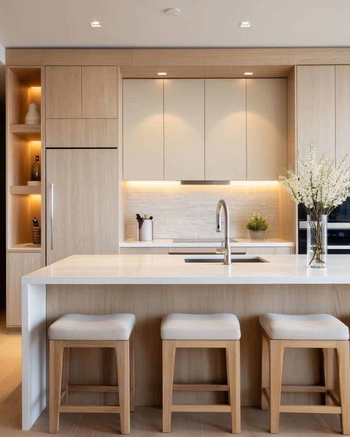 Open Shelving With Integrated Lighting Showcases Decor