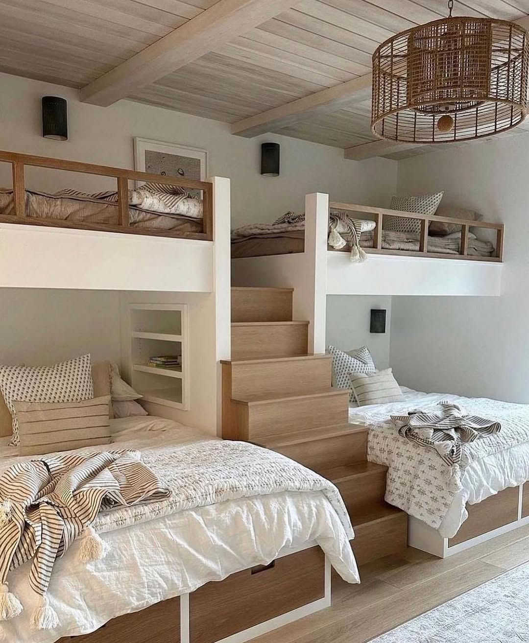 Wooden Staircase with Integrated Drawer Storage