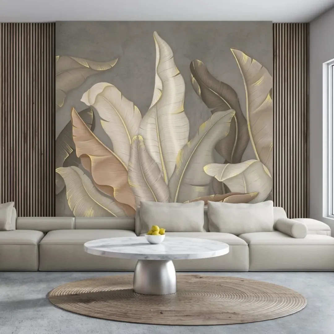 Oversized Tropical Leaves with Gold Accents