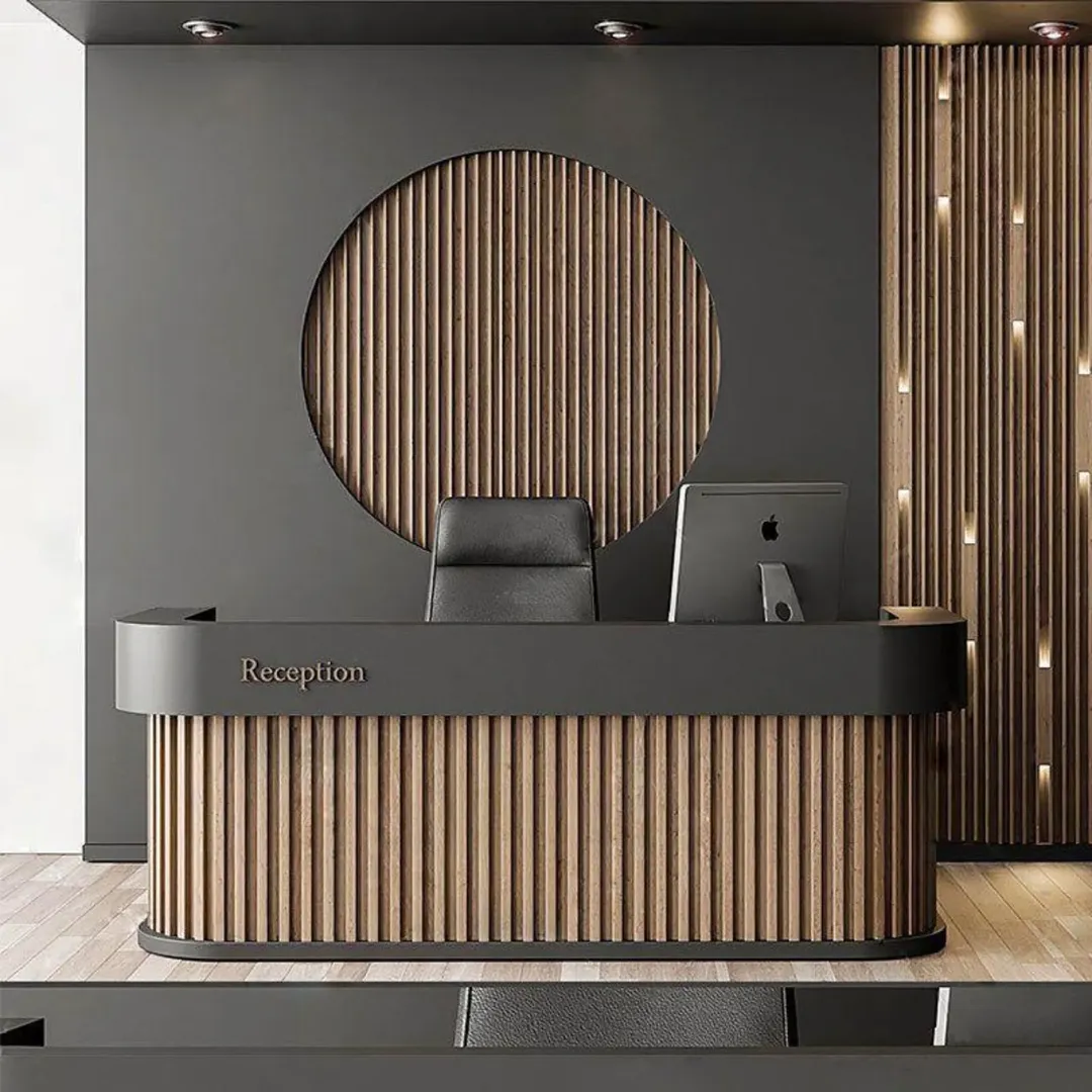 Vertical Wood Slats Create a Striking Circular Accent Wall