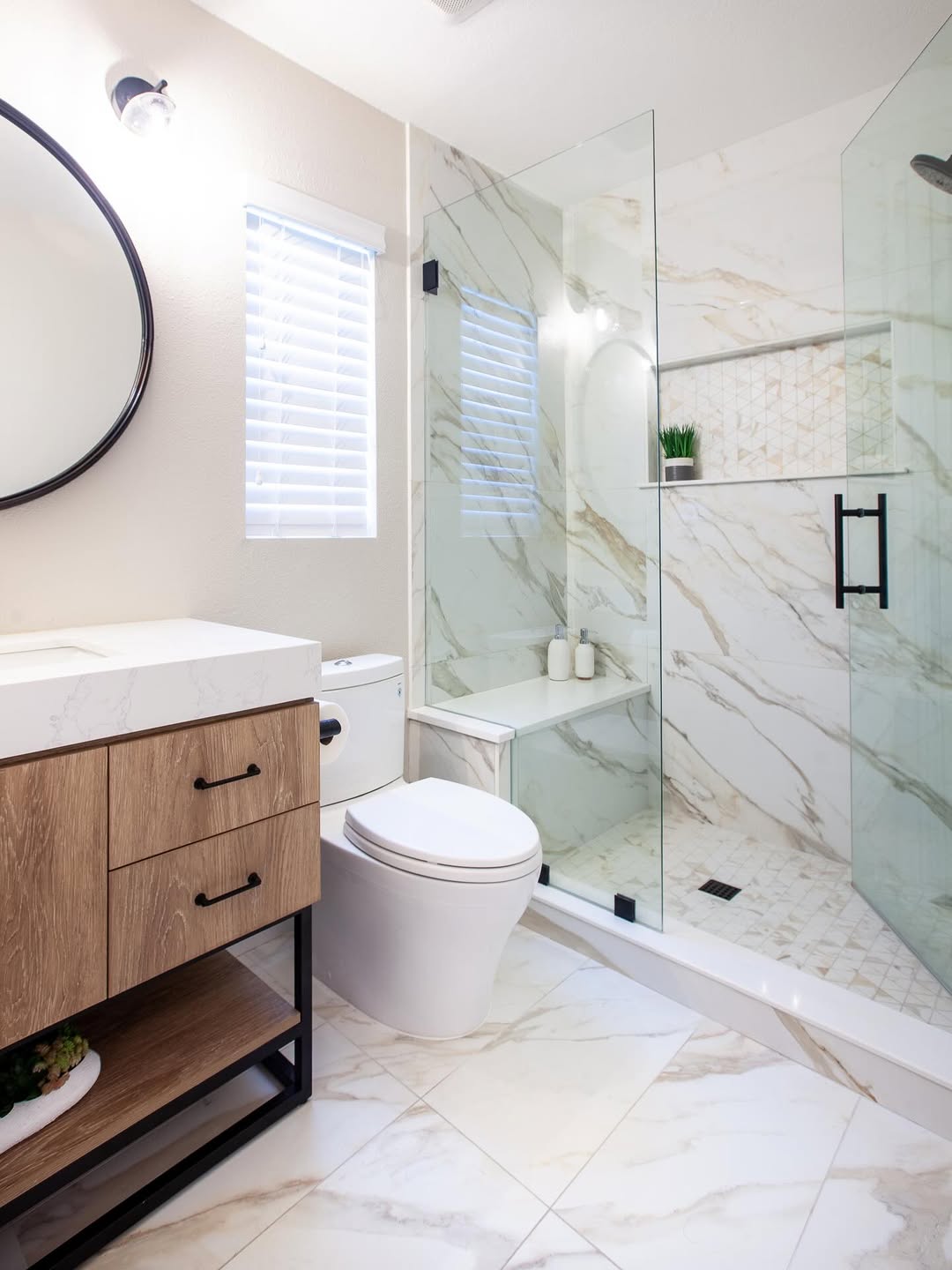 Built-In Shower Bench With Integrated Storage