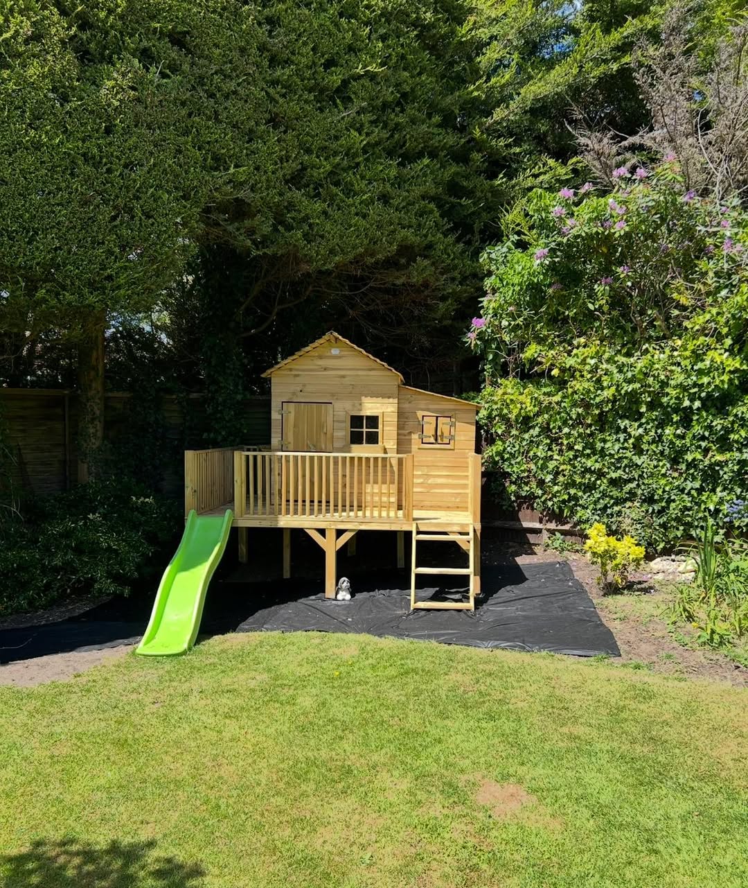 Bright Green Slide for a Fun Exit