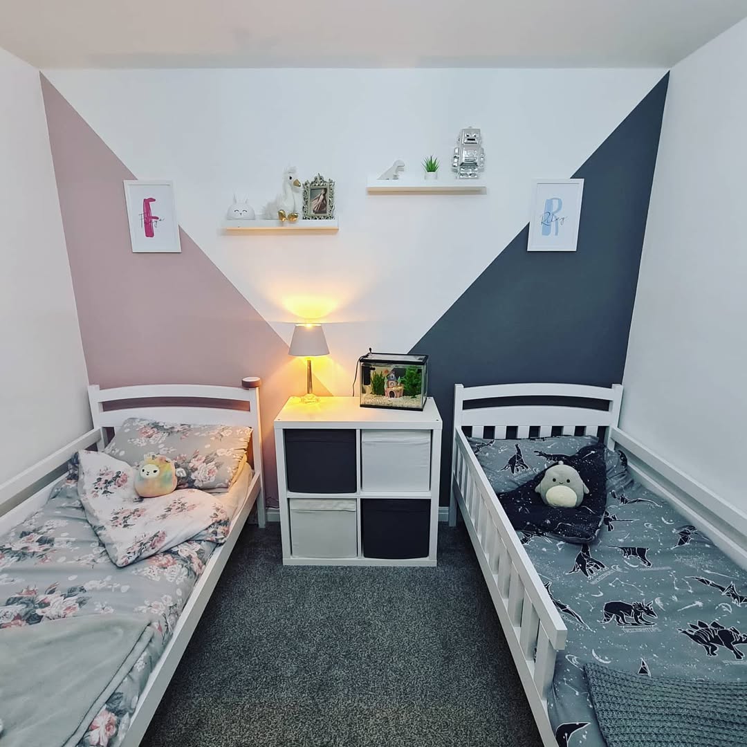 Geometric Wall Color Blocking Creates Dynamic Angles