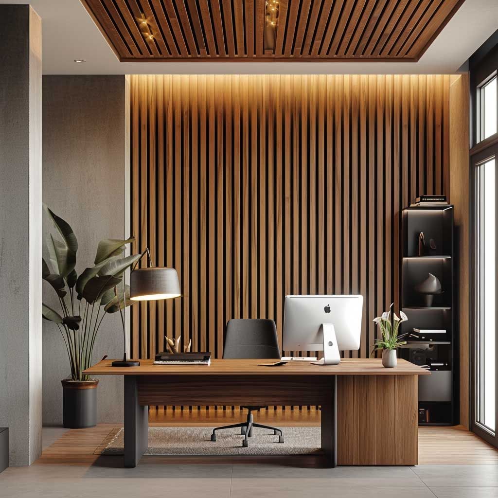 Wood Slat Wall Creates a Warm, Textured Backdrop