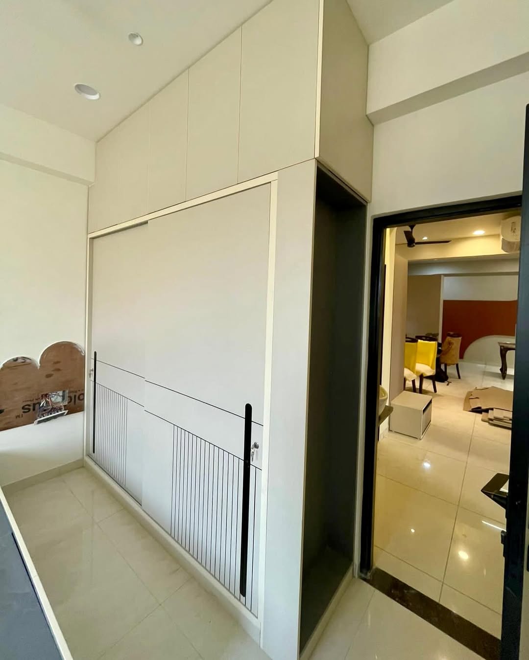 Sliding Doors with Minimalist Line Art Accents