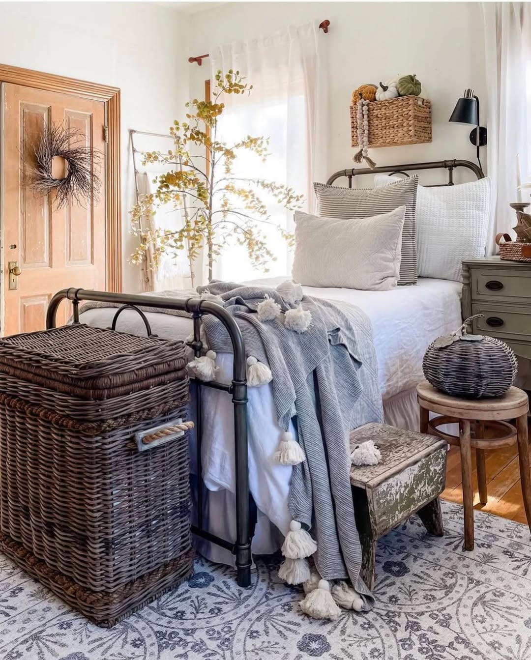 Keep Essentials Handy in a Woven Basket Next to Your Bed
