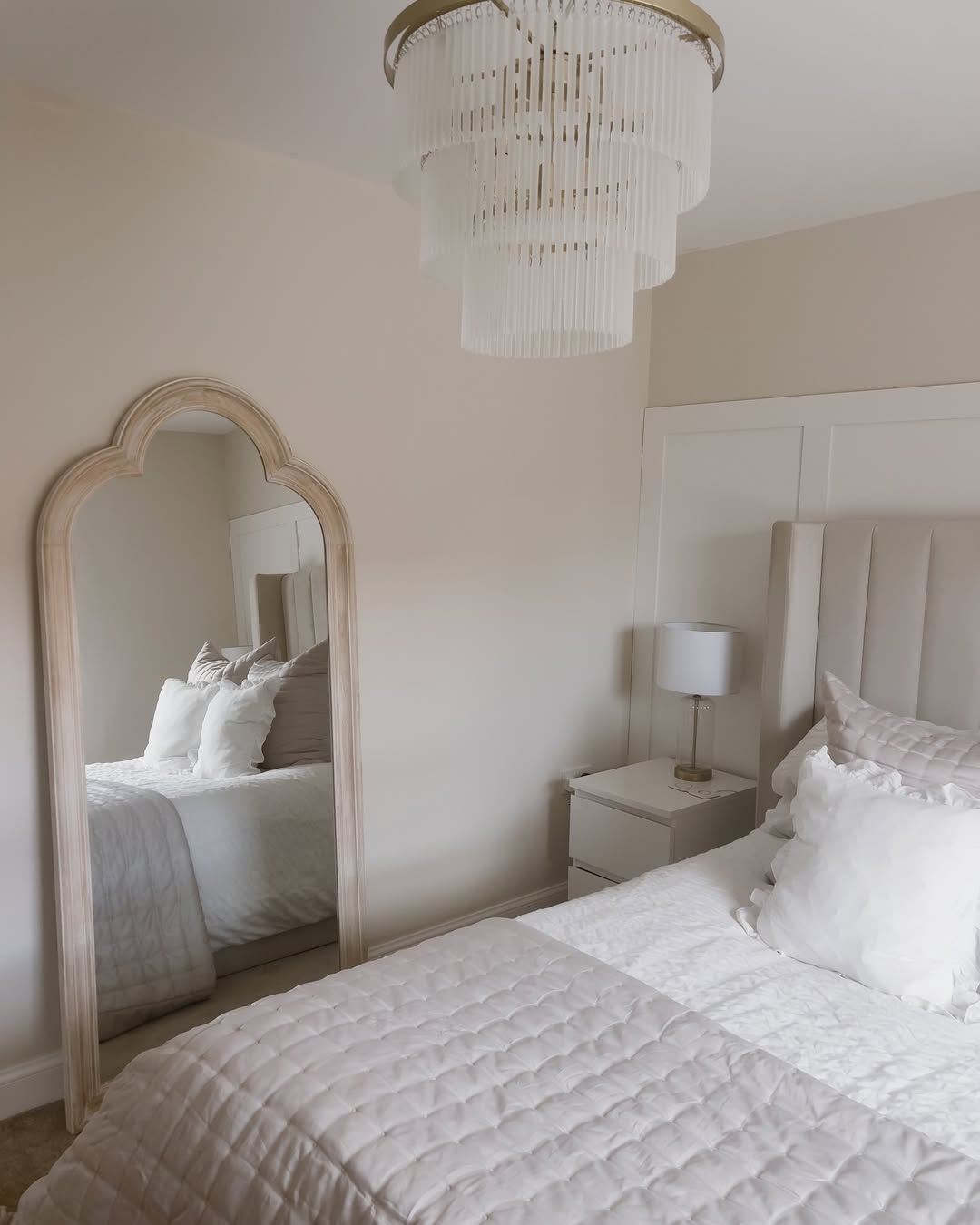 Soften Lines with an Arched Floor Mirror