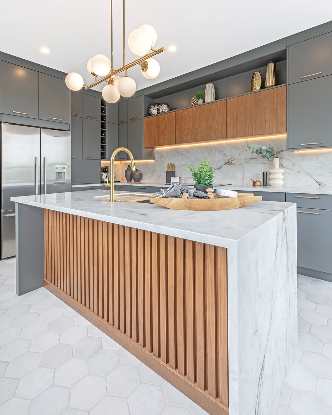 Slatted Wood Panels Bring Warmth to Your Island