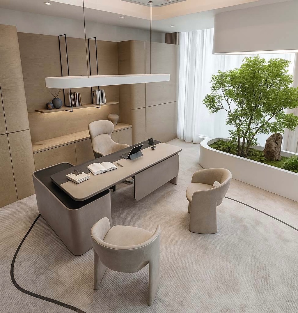 Curved Planter Creates a Zen Garden Nook