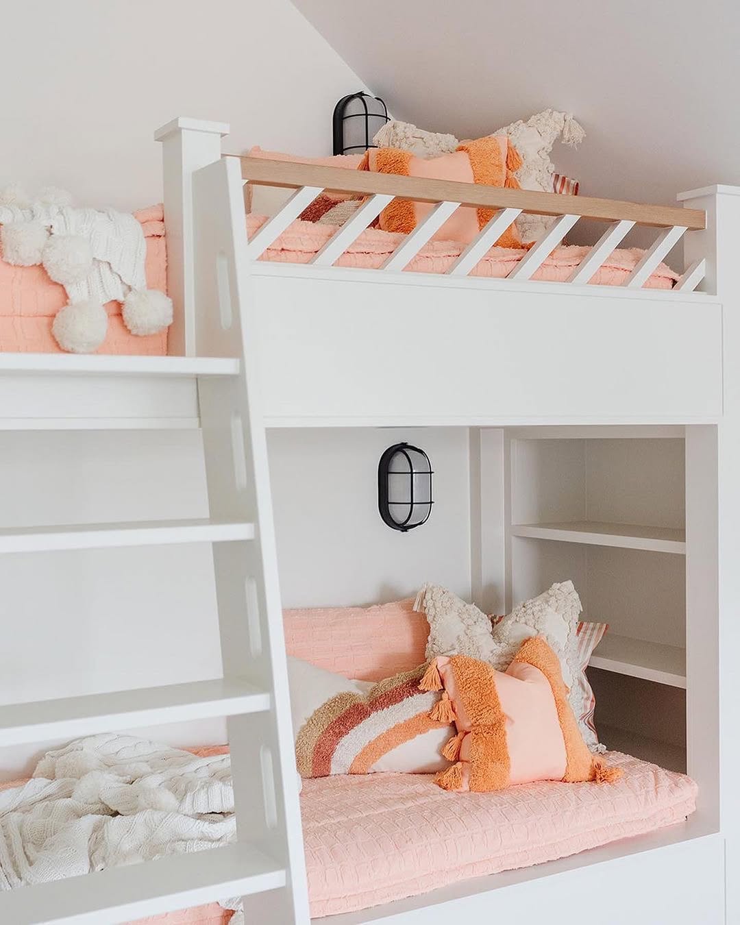 Bunk Bed with Black Oval Sconce Lights