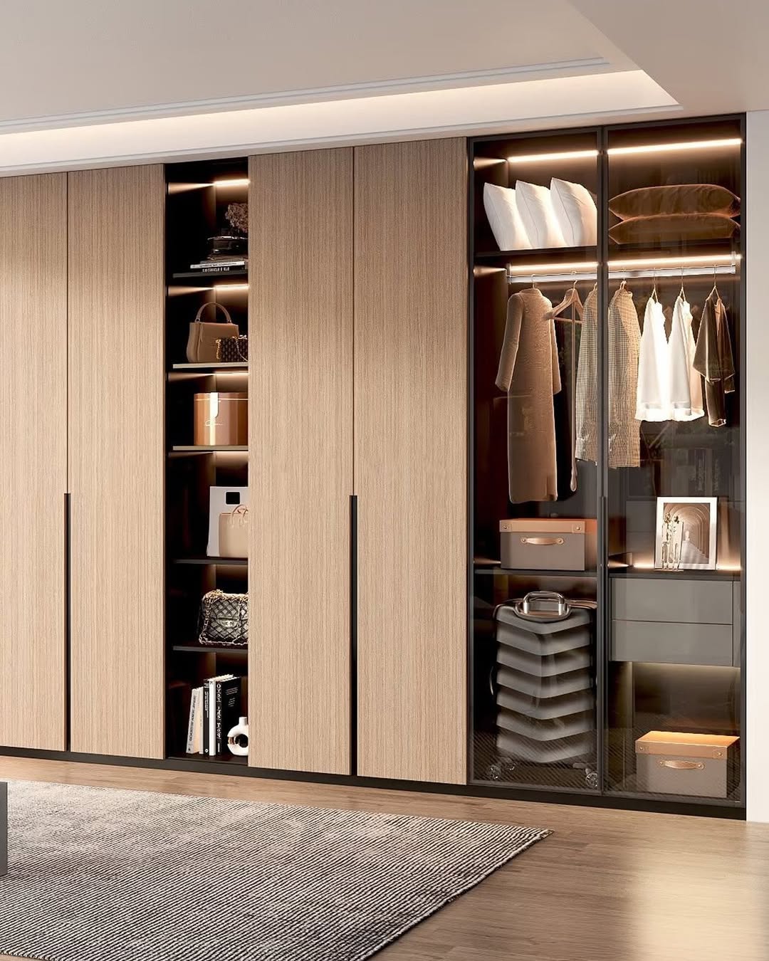 Wood Grain Doors with Integrated Vertical Handles