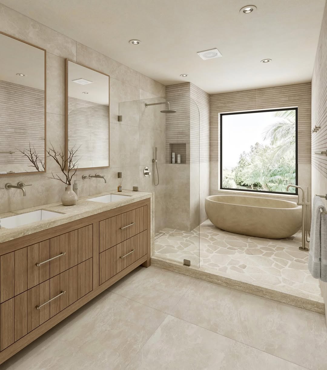 Mimic a Creek Bed with Stone Shower Flooring
