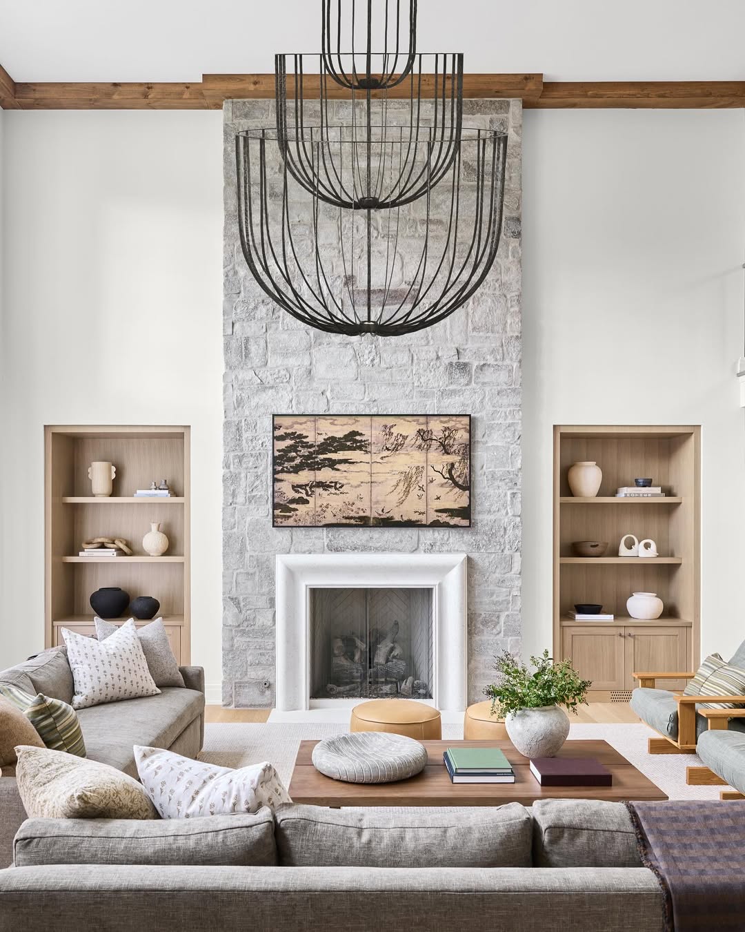 Stone Fireplace Anchors Room With Layered Textures