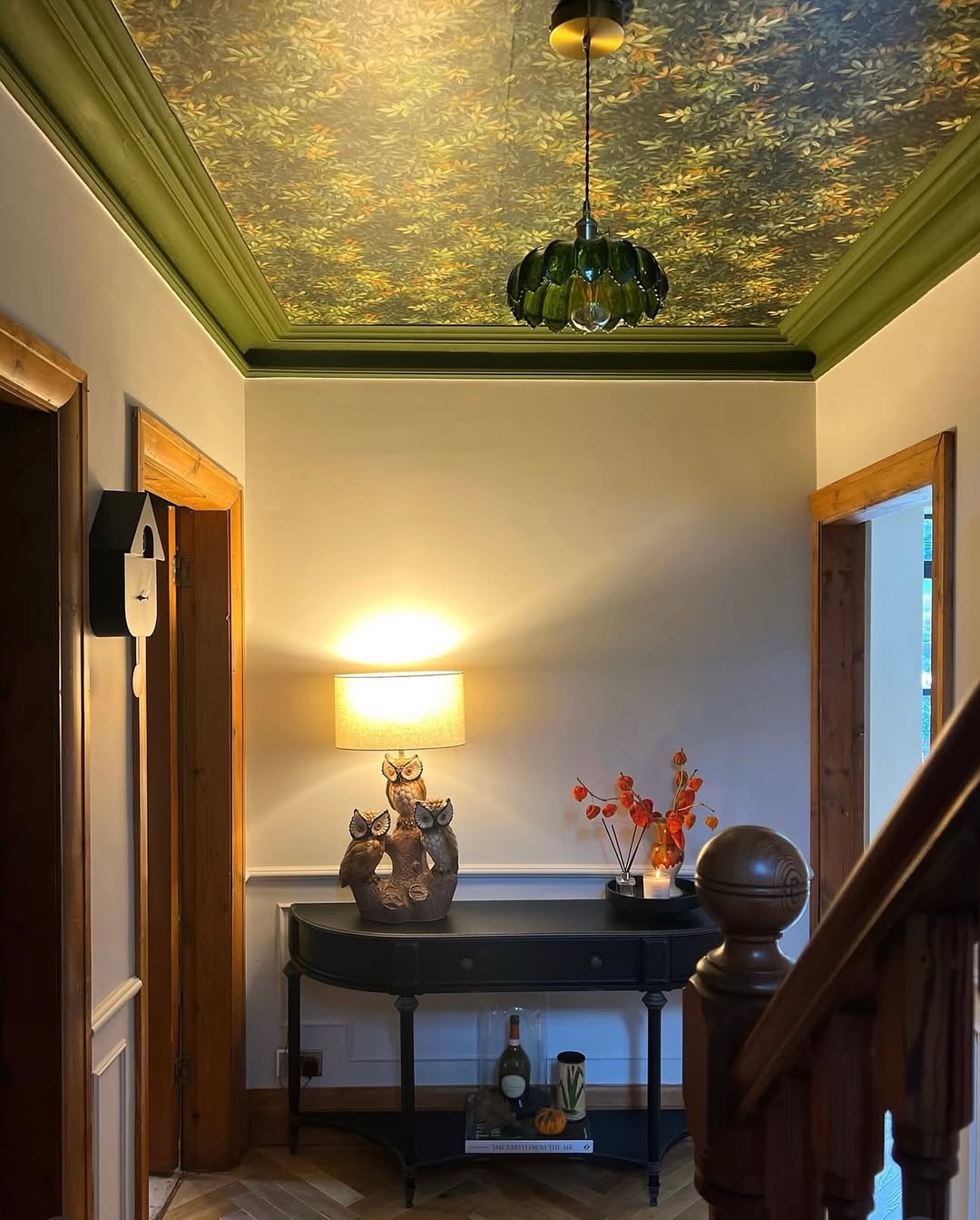 Patterned Wallpaper on the Ceiling Adds Unexpected Visual Interest