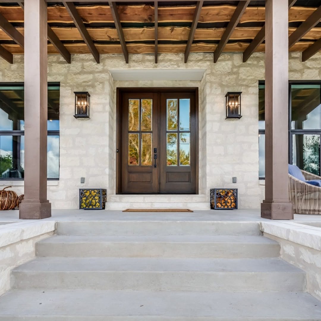 Decorative Log Holders Add Rustic Charm Beside Doors