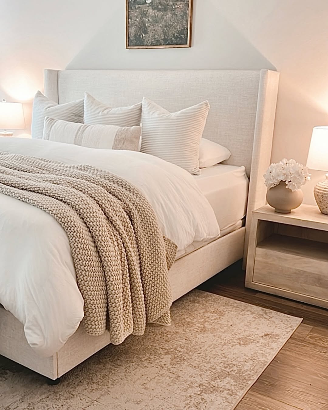 Ground Your Bedside with a Textured Neutral Rug