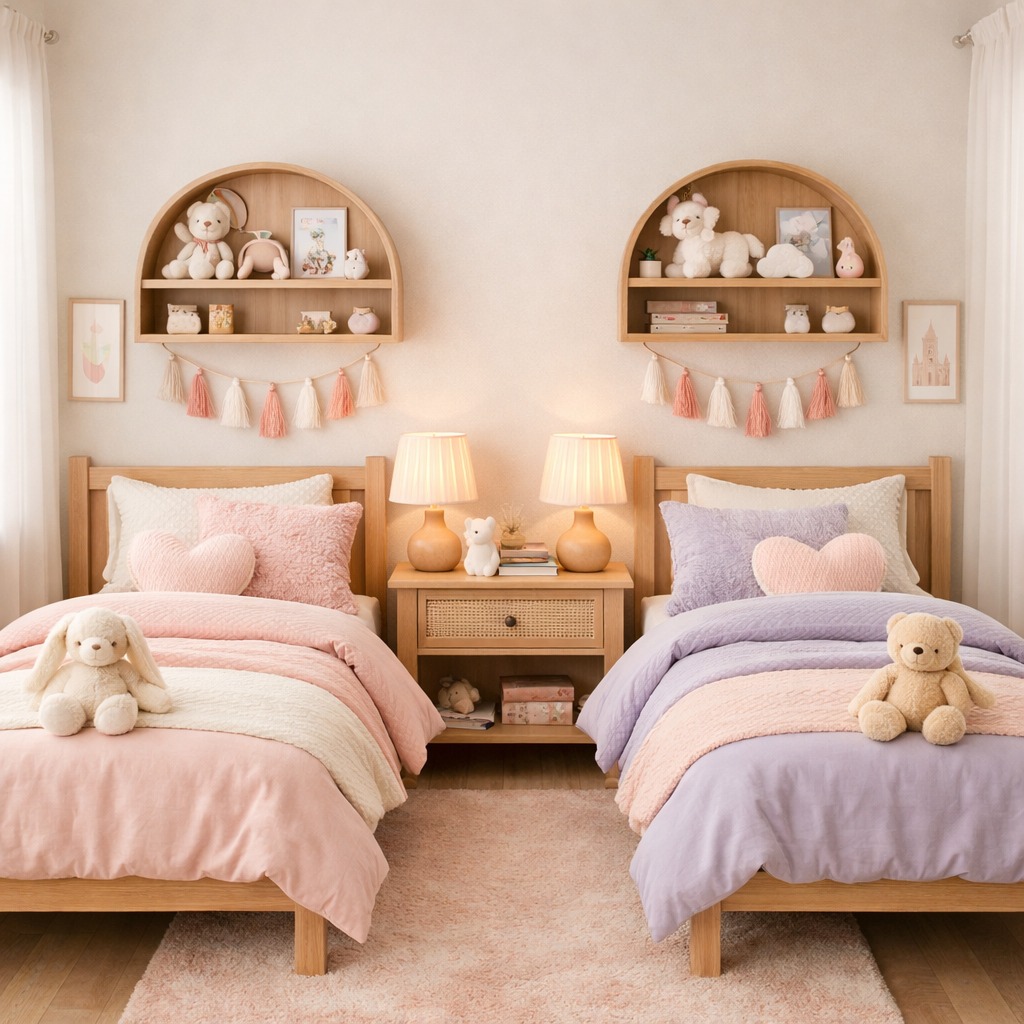 Arched Wooden Shelves Display Adorable Keepsakes