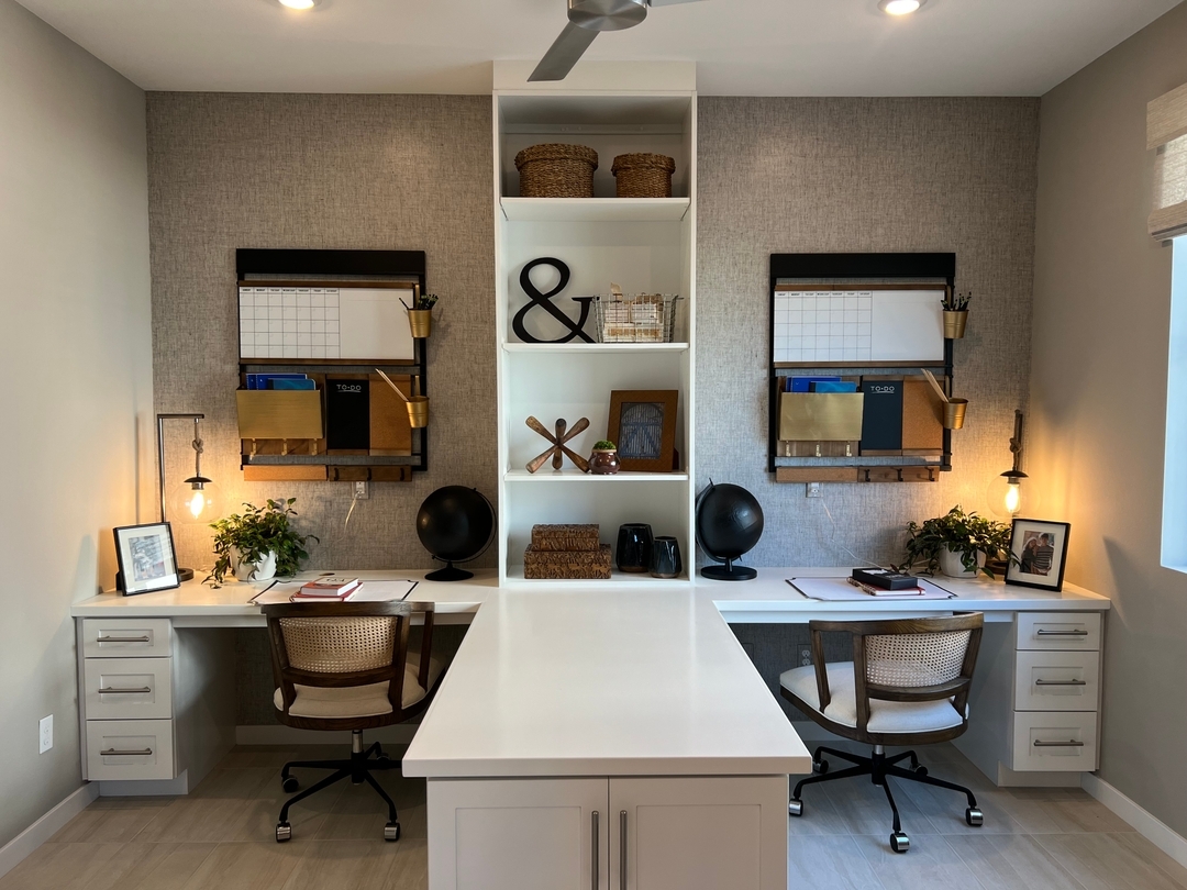 Wall-Mounted Organizers Keep Dual Desks Clear