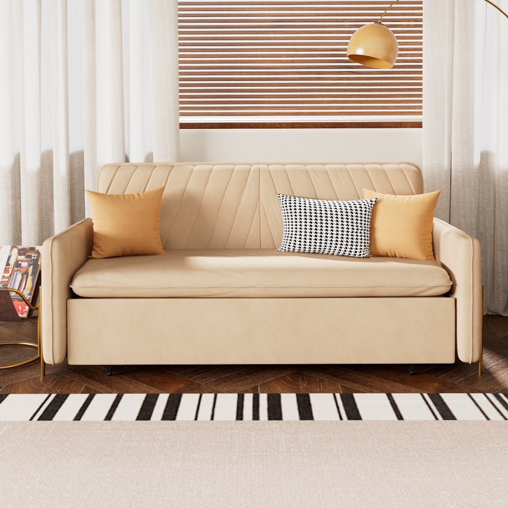 Channel Tufting Adds Subtle Dimension to a Neutral Sofa