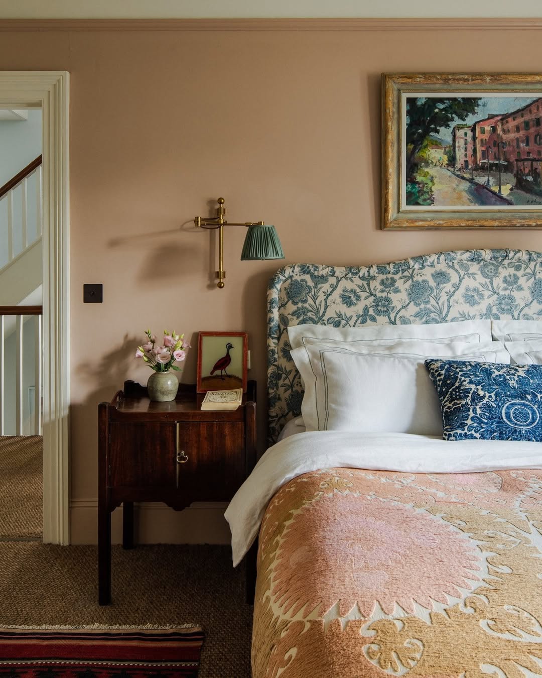 Vintage Bird Art Adds Whimsical Touch to Bedside Display