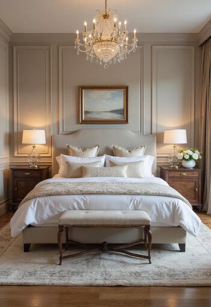 Framed Landscape Art Adds a Serene Focal Point Above the Bed