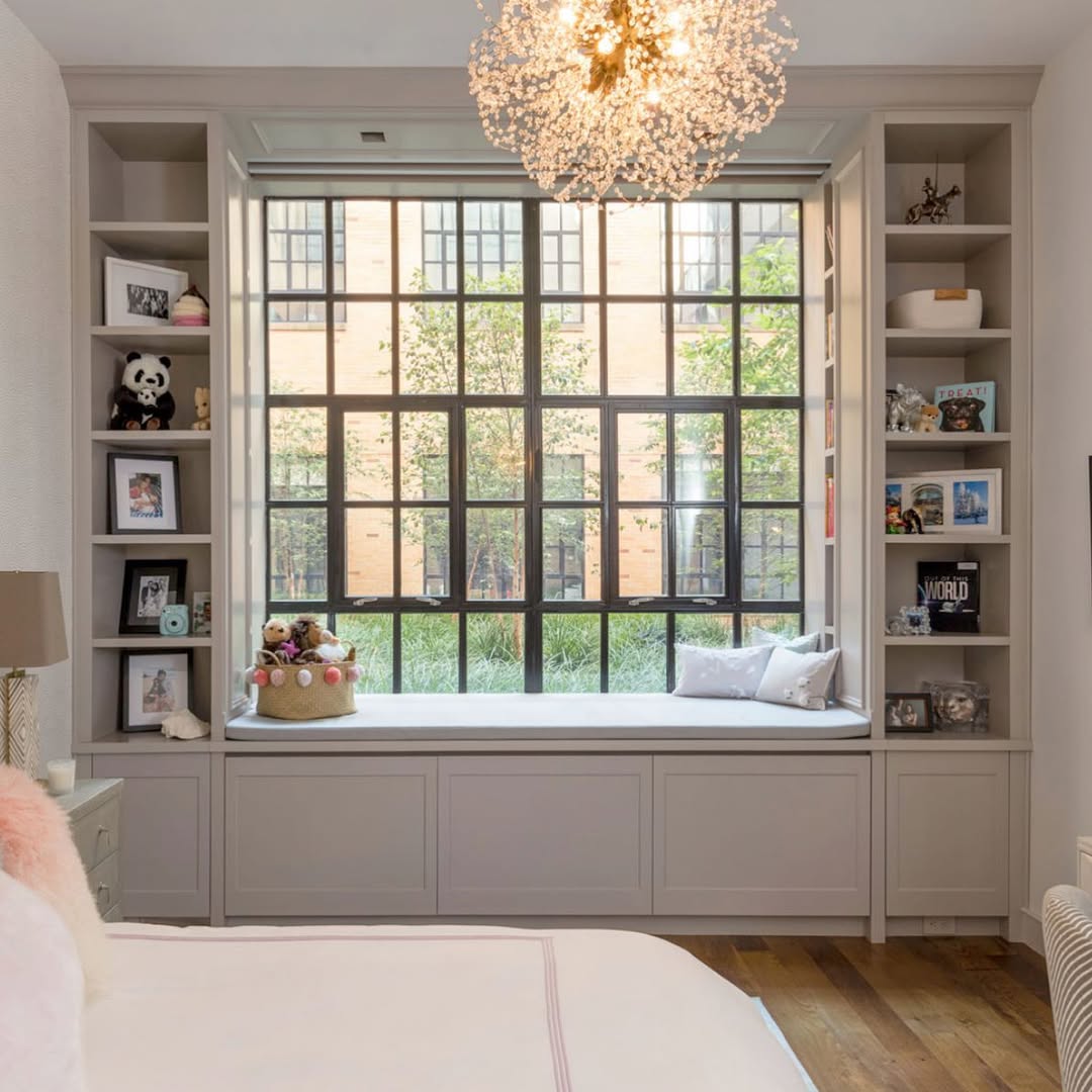Built-In Window Seat With Shelving and Cabinet Storage