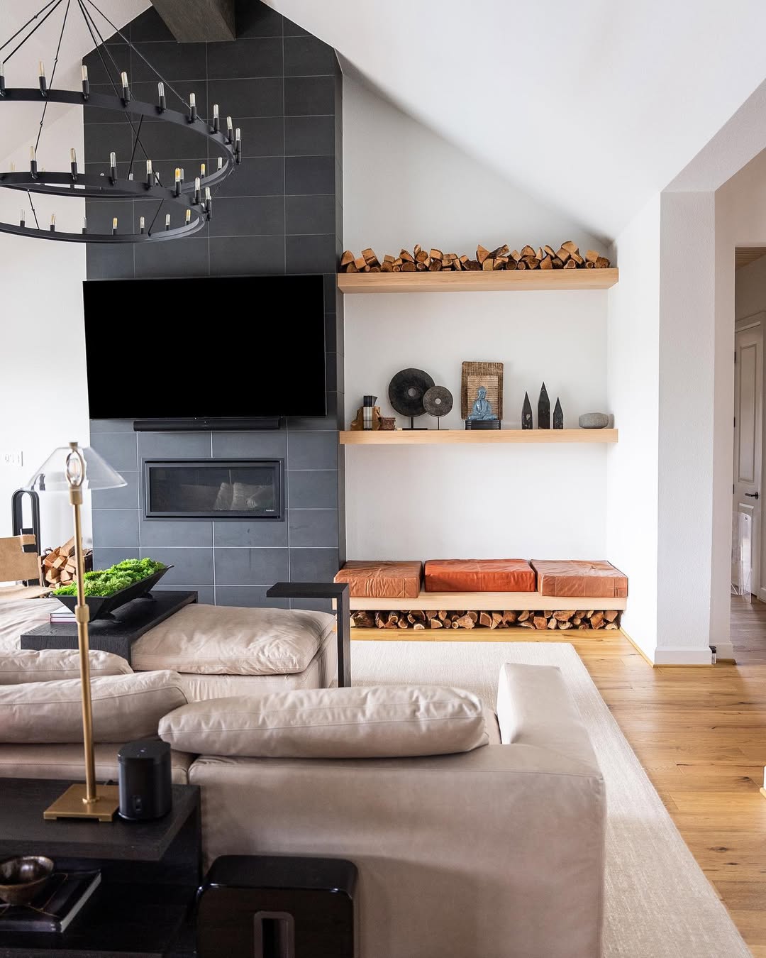 Wood-Stacked Base With Cushioned Seating