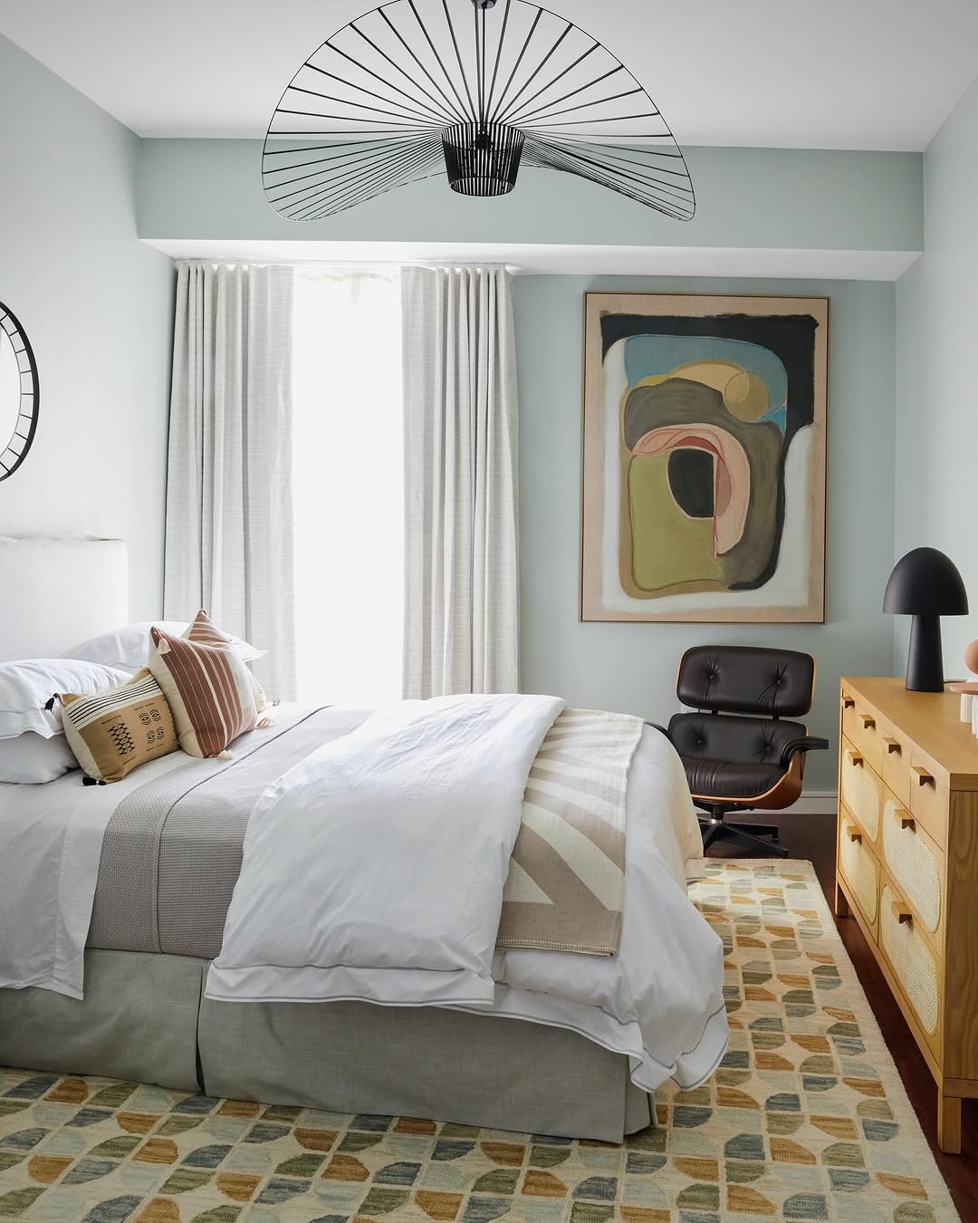 Abstract Art Anchors a Seating Area