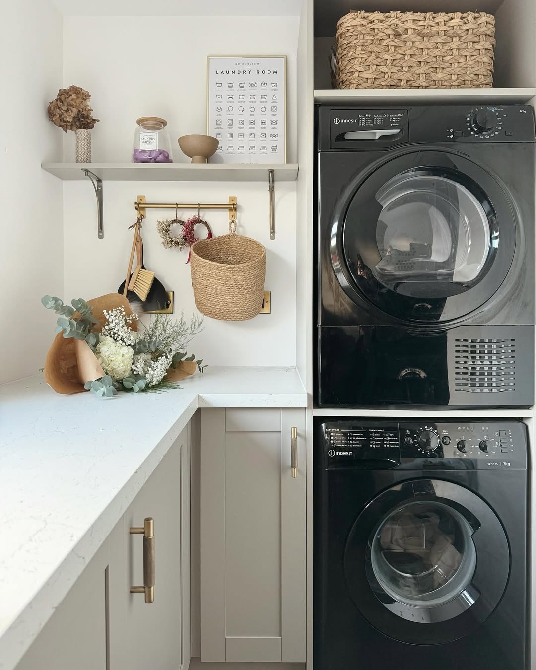 Brass Bar to Hang Laundry Tools and Baskets