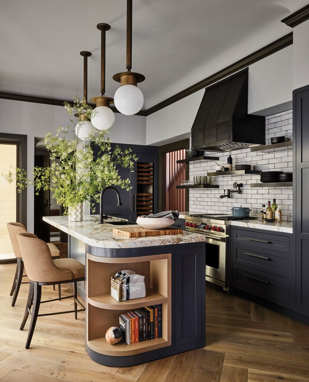 Curved Shelving to Frame Your Kitchen Island