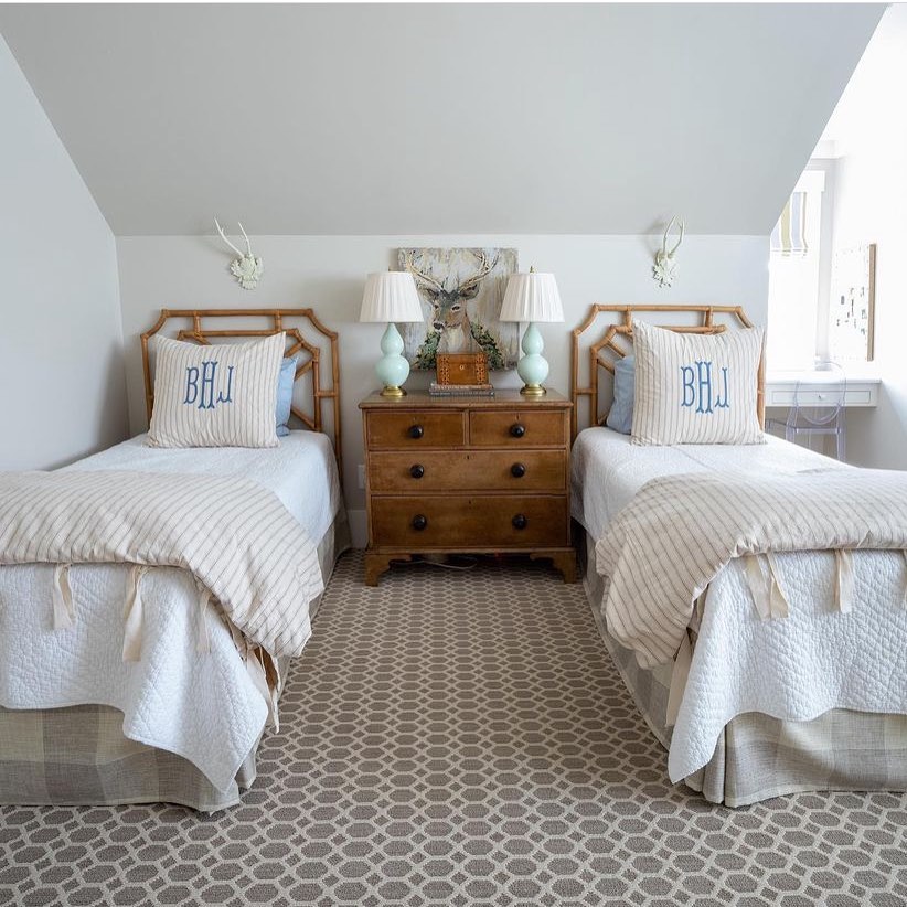 Bamboo Headboards Add a Tropical Touch to Twin Beds