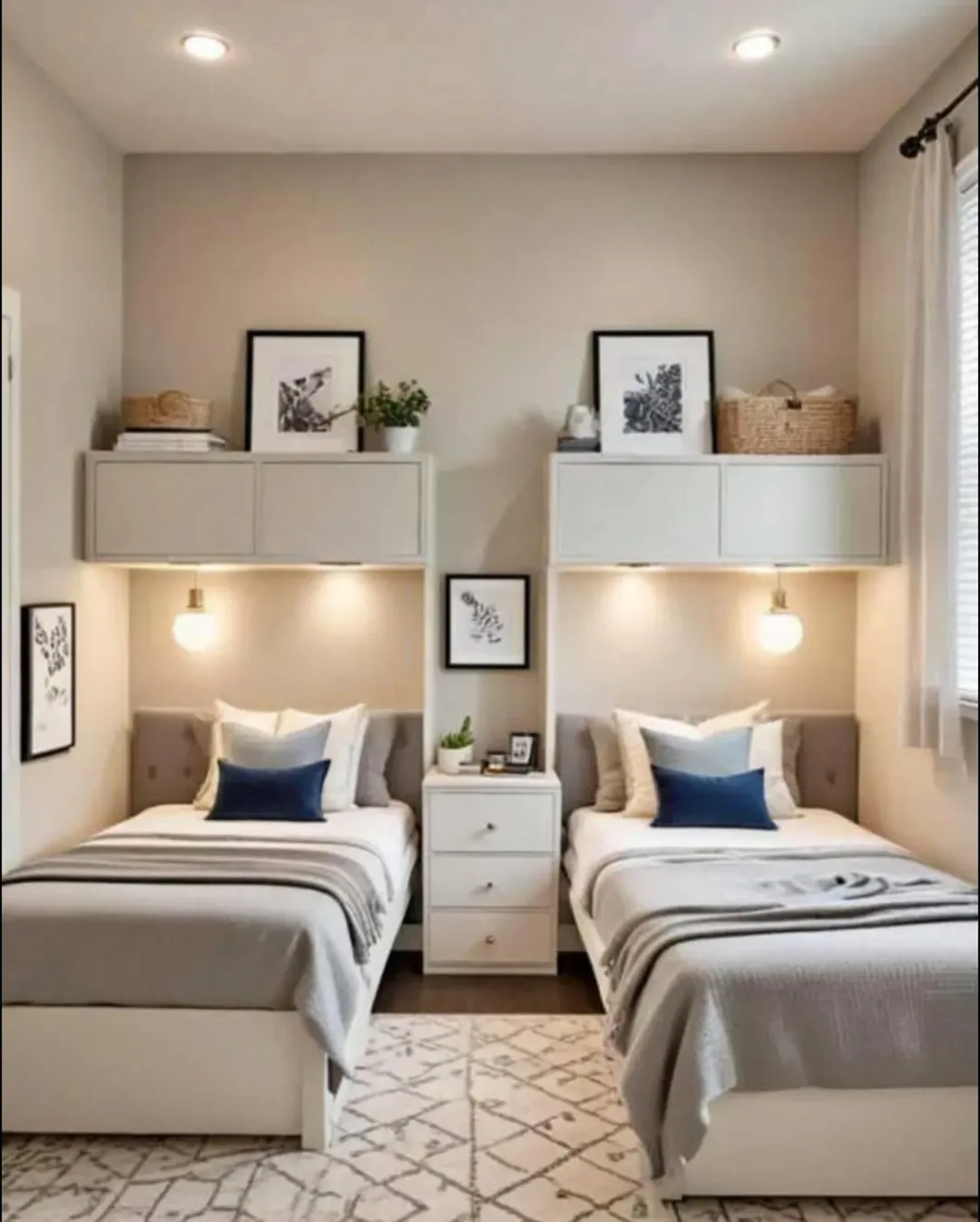 Wall-Mounted Cabinets as Integrated Nightstands
