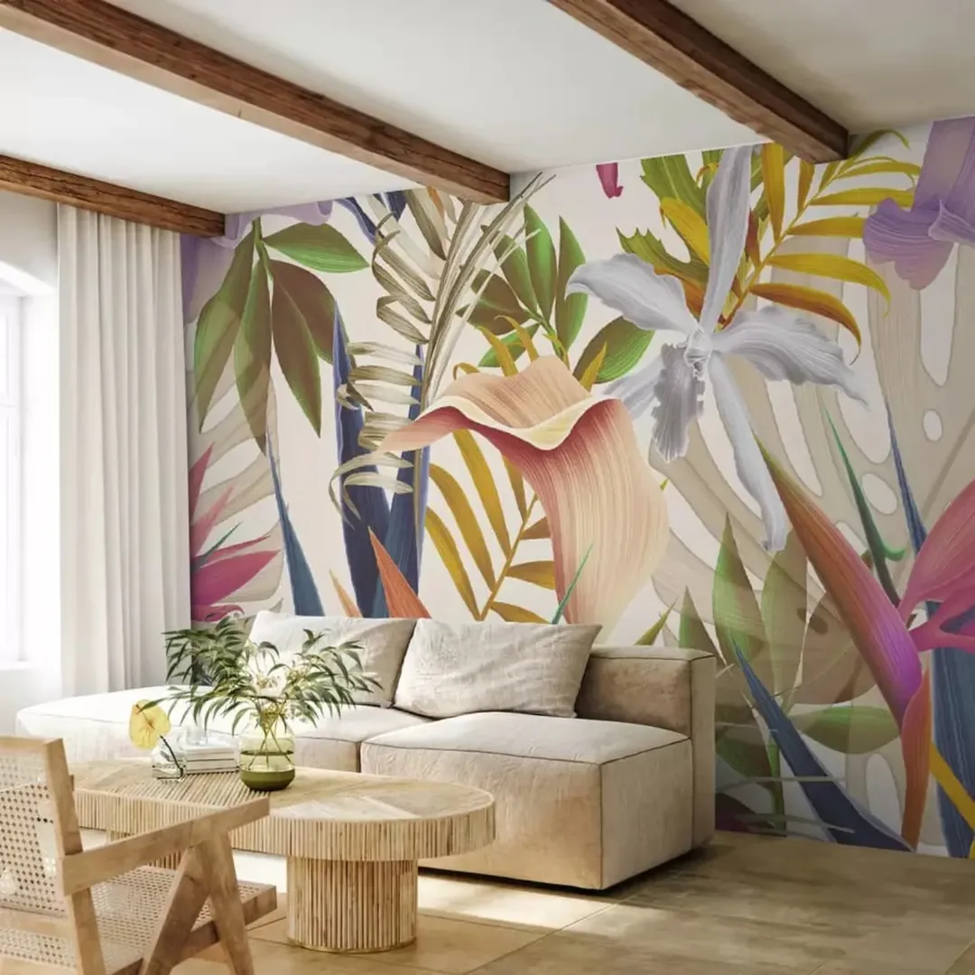 Tropical Mural Wallpaper Creates a Bold Statement Wall