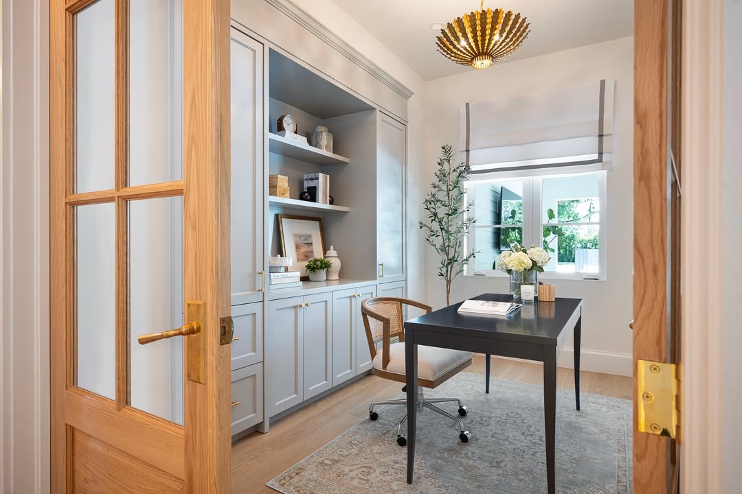 Light Blue Built-Ins Frame Open Shelving for Decor