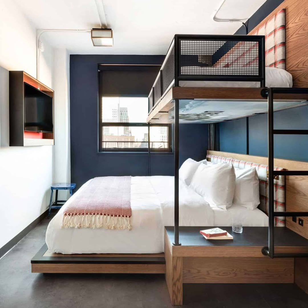 Bunk Bed with Built-in Side Table and Storage