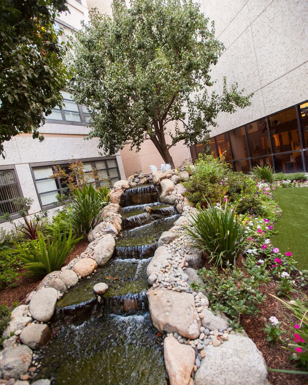 Tiered Water Feature With Natural Stone Accents