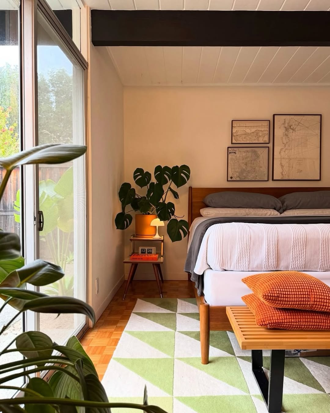 Two-Tiered Nightstand Adds Functional Style Next to Bed