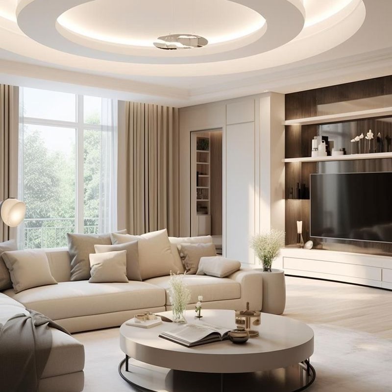 White Round Coffee Table Adds a Soft Centerpiece