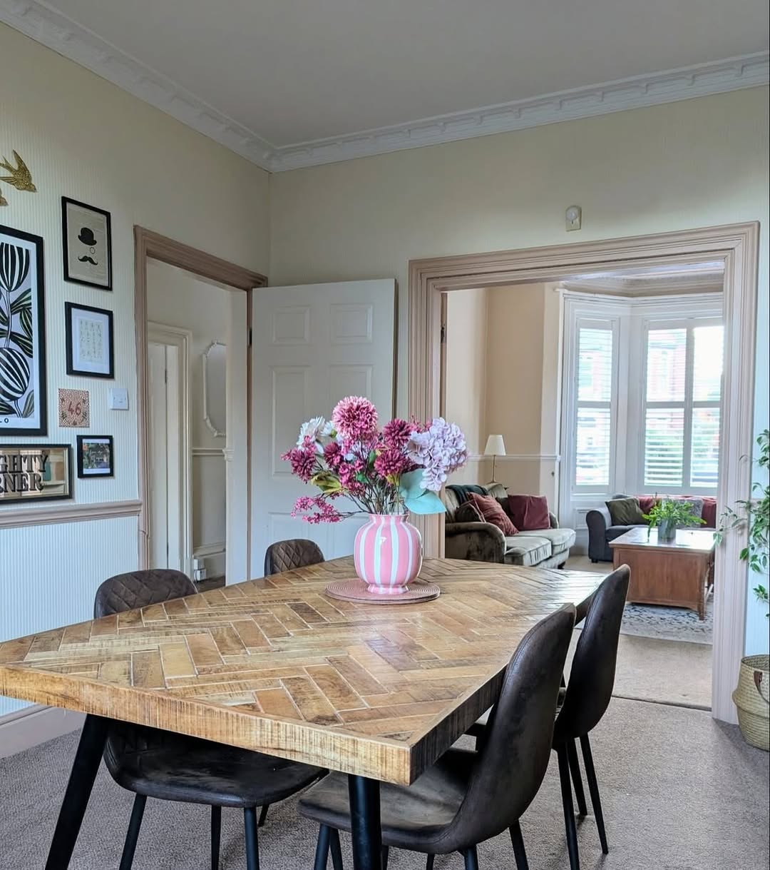 Herringbone Wood Tabletop Adds Natural Texture