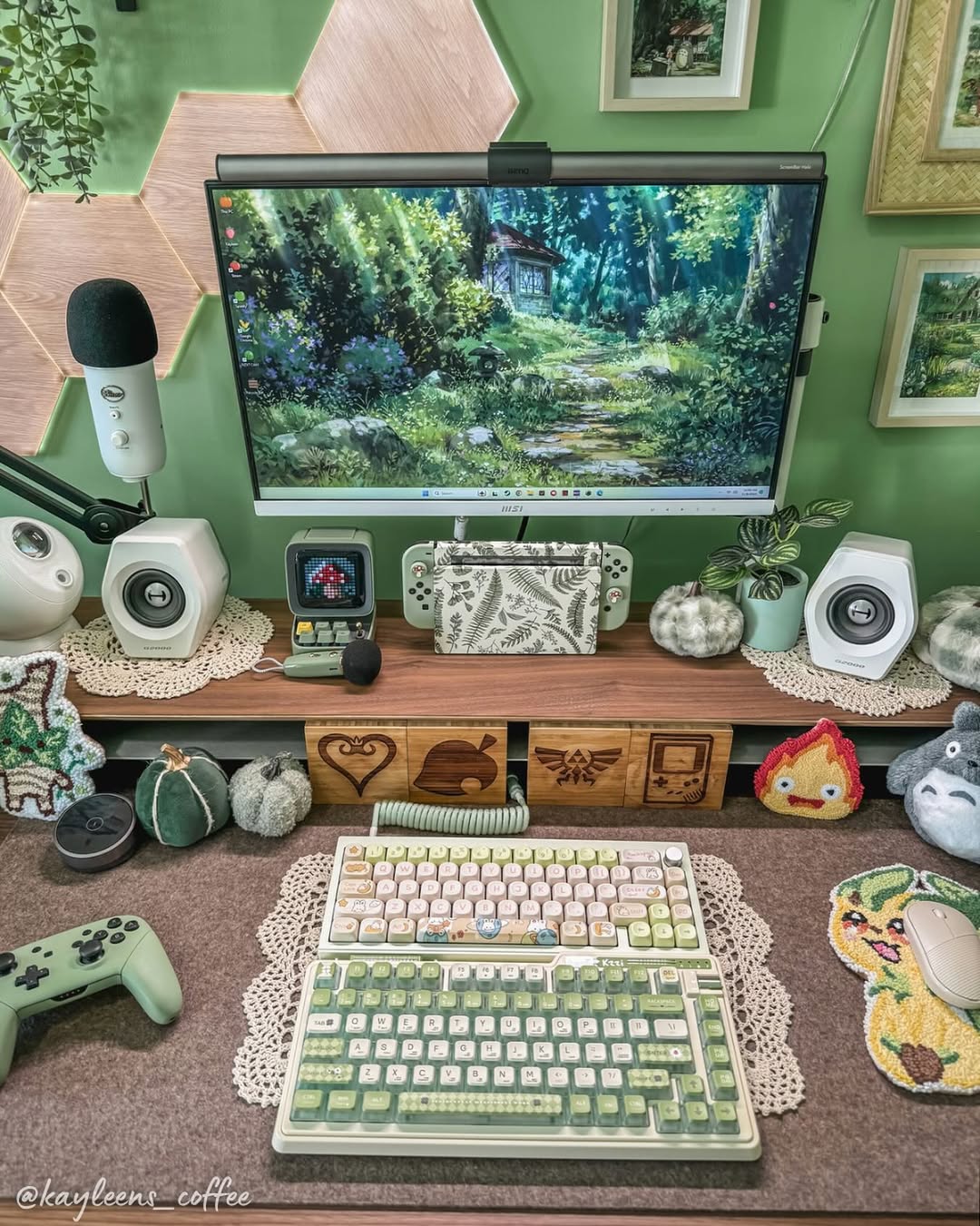 Wooden Blocks With Gaming Icons Organize Desk Space