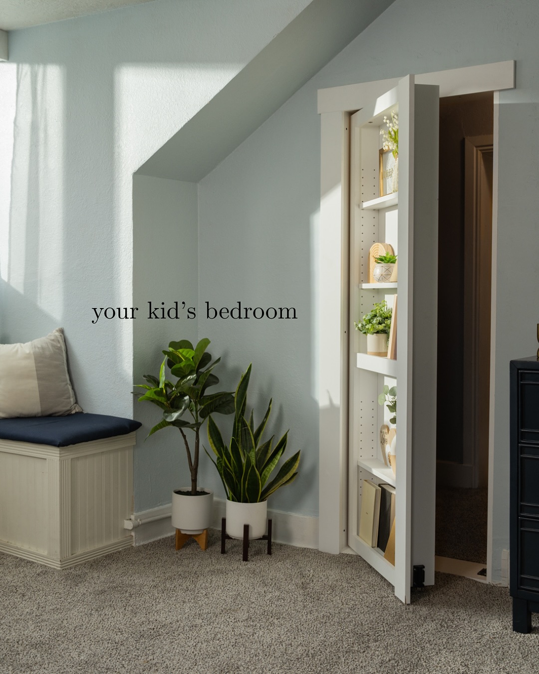 White Shelving Doors Conceal a Hidden Room