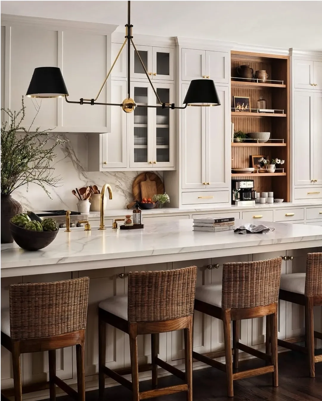 Built-in Shelving Unit Adds Warm Wood Tones
