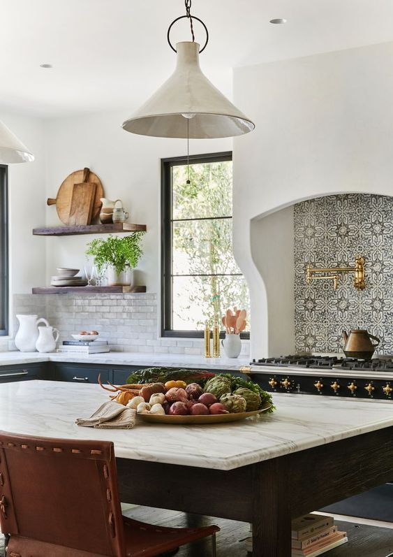 Large Wooden Bowl Displays Fresh Produce On Kitchen Island
