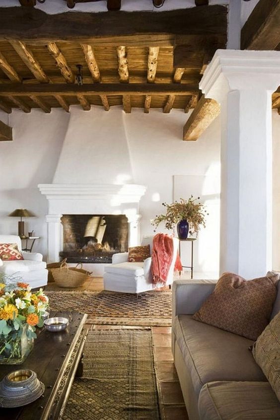Rough-Hewn Wooden Beams Add Rustic Texture Overhead