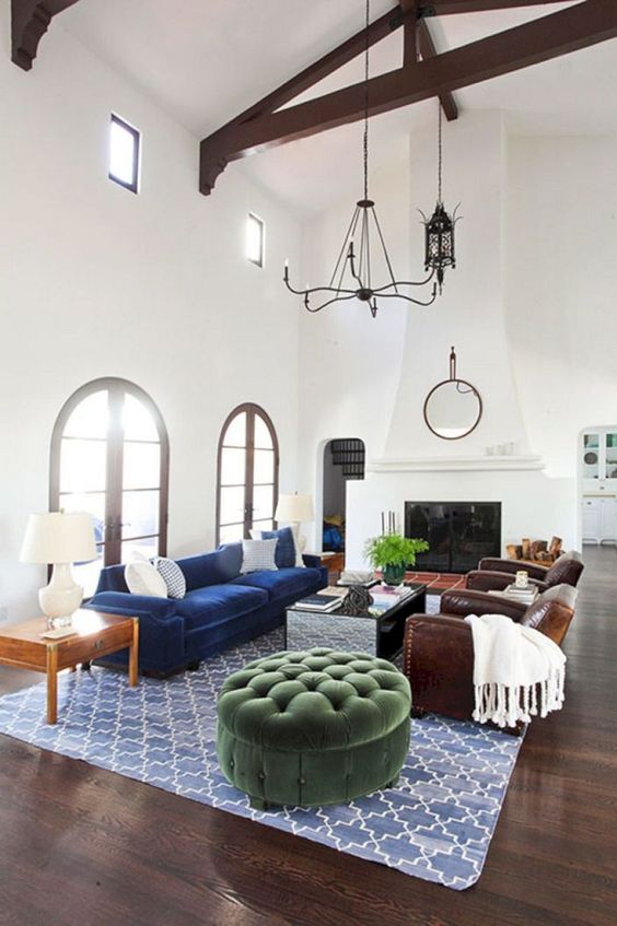Deep Green Tufted Ottoman Adds Plush Seating