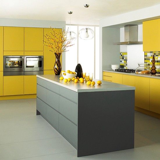 Matte Grey Island with Integrated Drawer Pulls