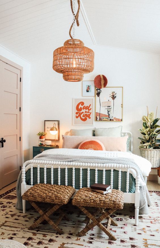 Incorporate Woven Stools for Natural Texture