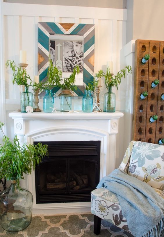 Group Aqua Glass Bottles for a Coastal Vibe