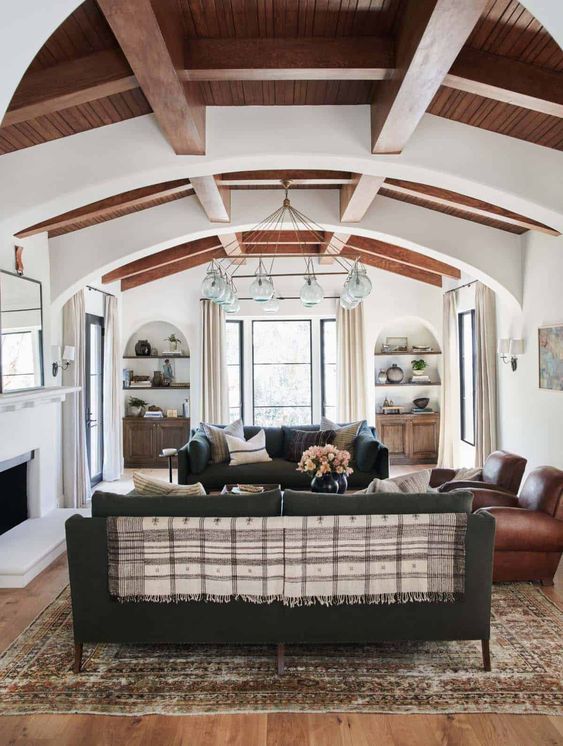Drape a Textured Throw Over a Dark Sofa