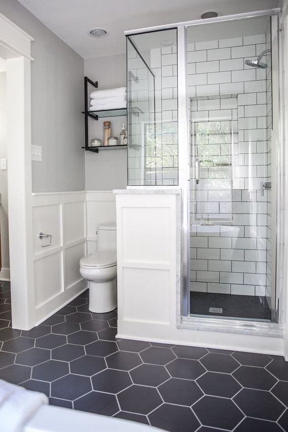 Floating Glass Shelves Above Toilet for Display